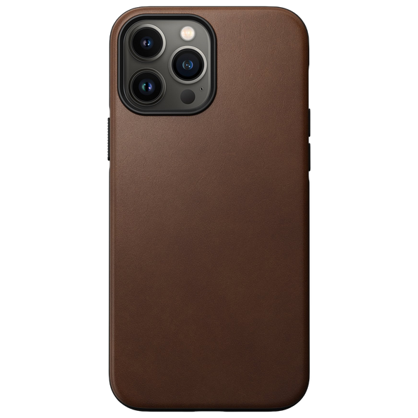 Nomad Modern MagSafe Case with Horween Leather for iPhone 13 Pro Max - Rustic Brown - Discontinued