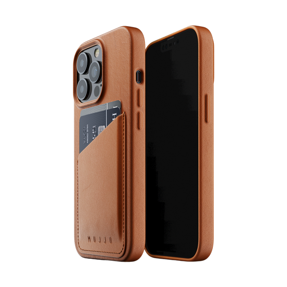 Mujjo Full Leather Wallet Case for iPhone 13 Pro - Tan - Discontinued