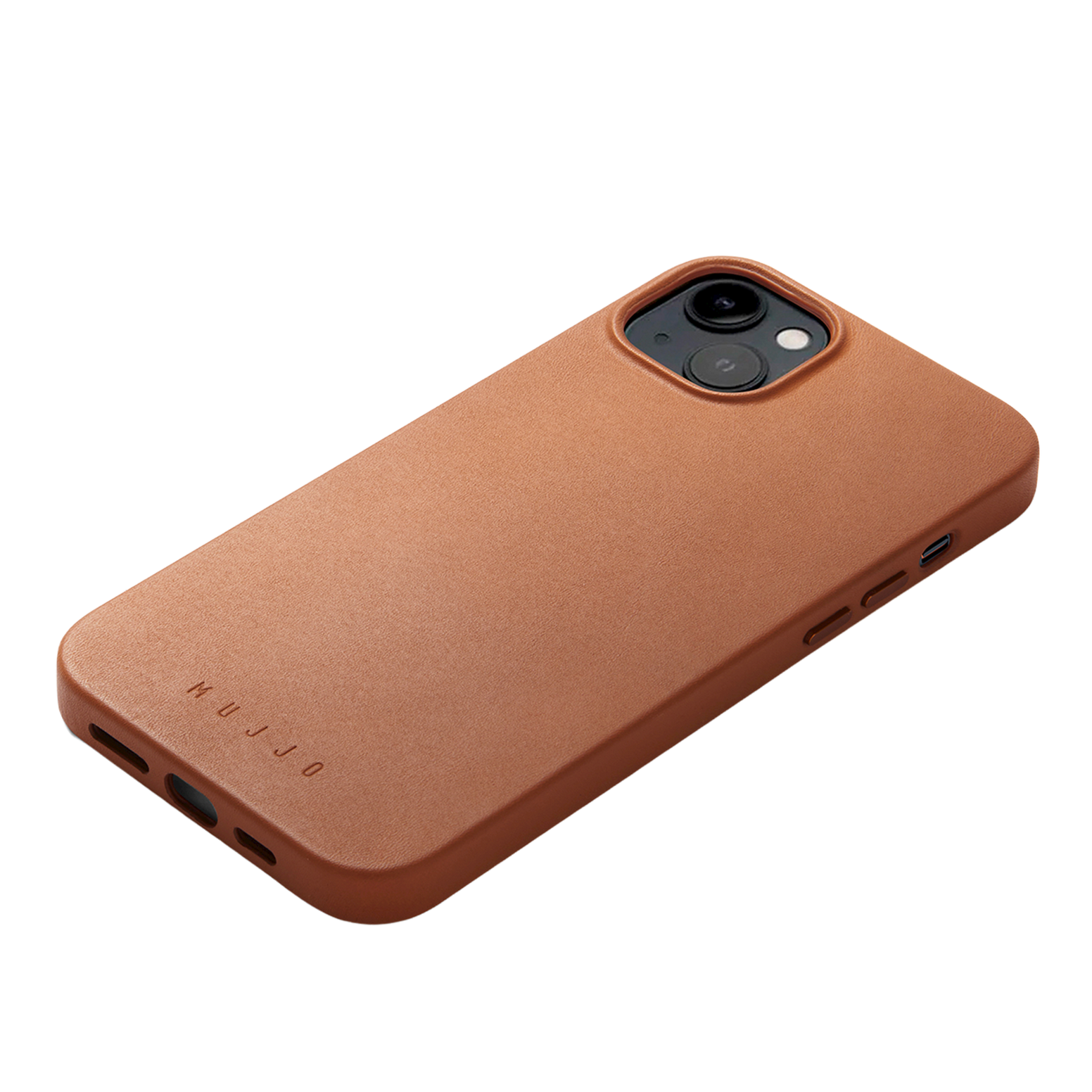 Mujjo Full Leather Case with MagSafe for iPhone 15 / 14 Plus - Tan