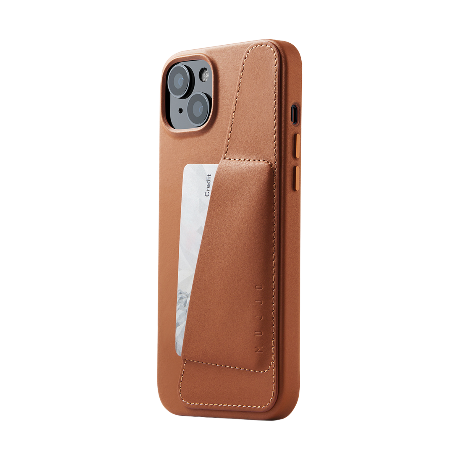 Mujjo Full Leather Wallet Case for iPhone 15 / 14 Plus - Tan