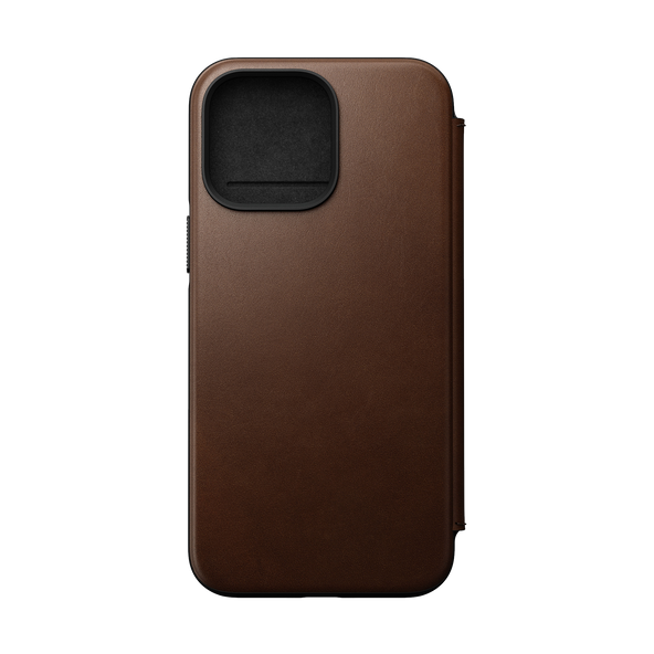 Nomad Modern Leather Folio for iPhone 14 Pro Max - Rustic Brown - Discontinued