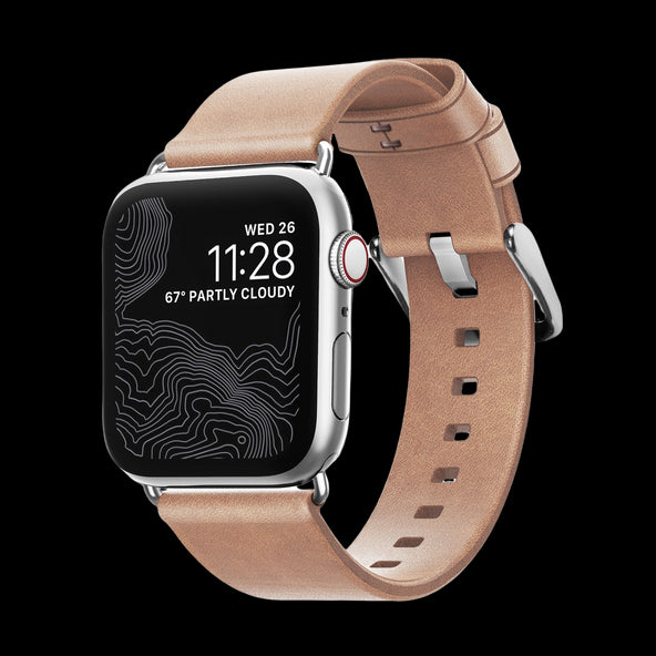 Nomad Modern Silm Leather Strap for Apple Watch - 40/41mm - Natural/Silver - Discontinued