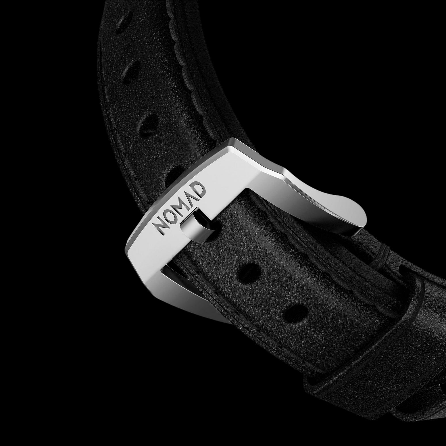 Nomad Traditional Band - 45/49mm - Black - Silver Hardware - Discontinued