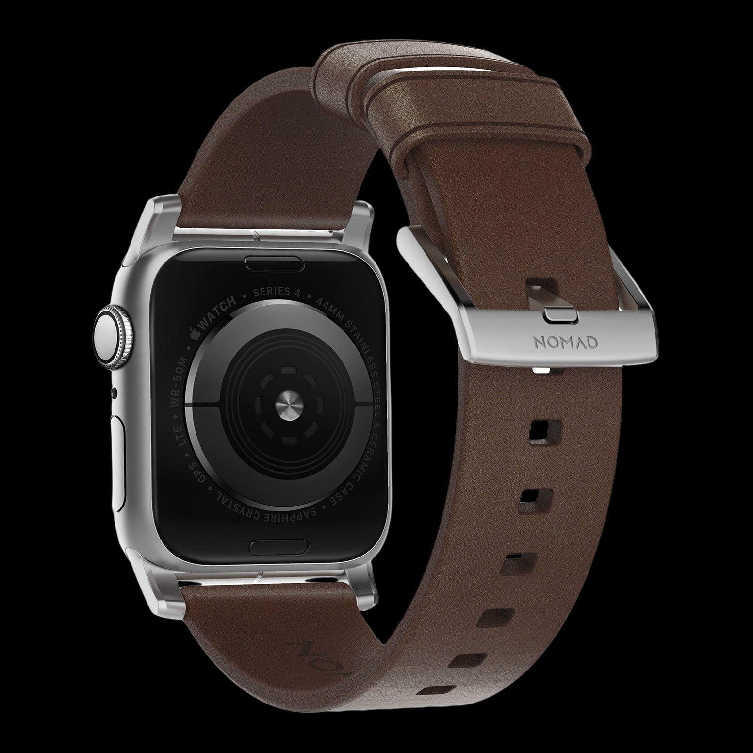 Nomad Modern Band with Horween Leather - 45/49mm - Brown - Silver Hardware