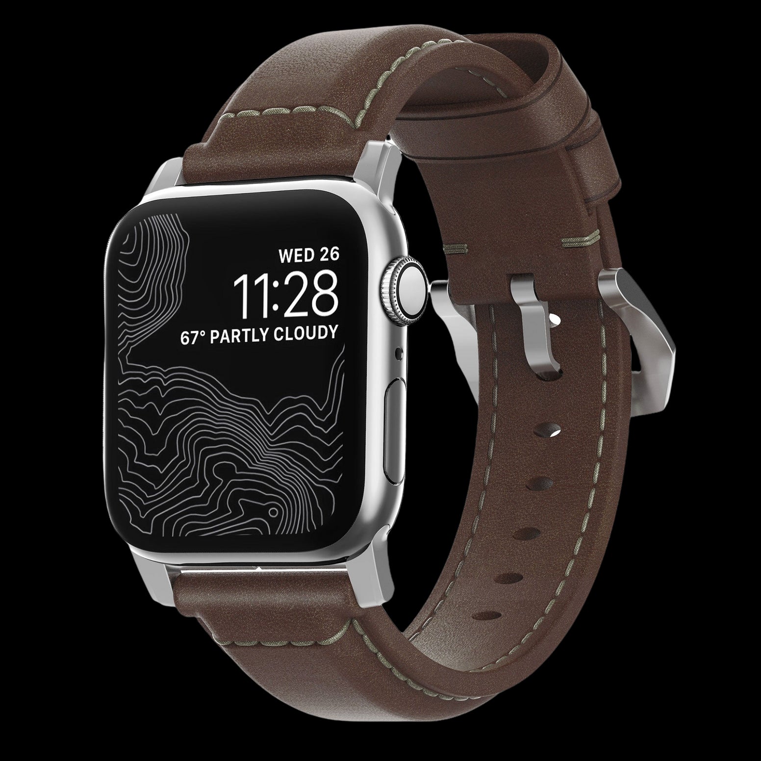 Nomad Traditional Band - 45/49mm - Brown - Silver Hardware
