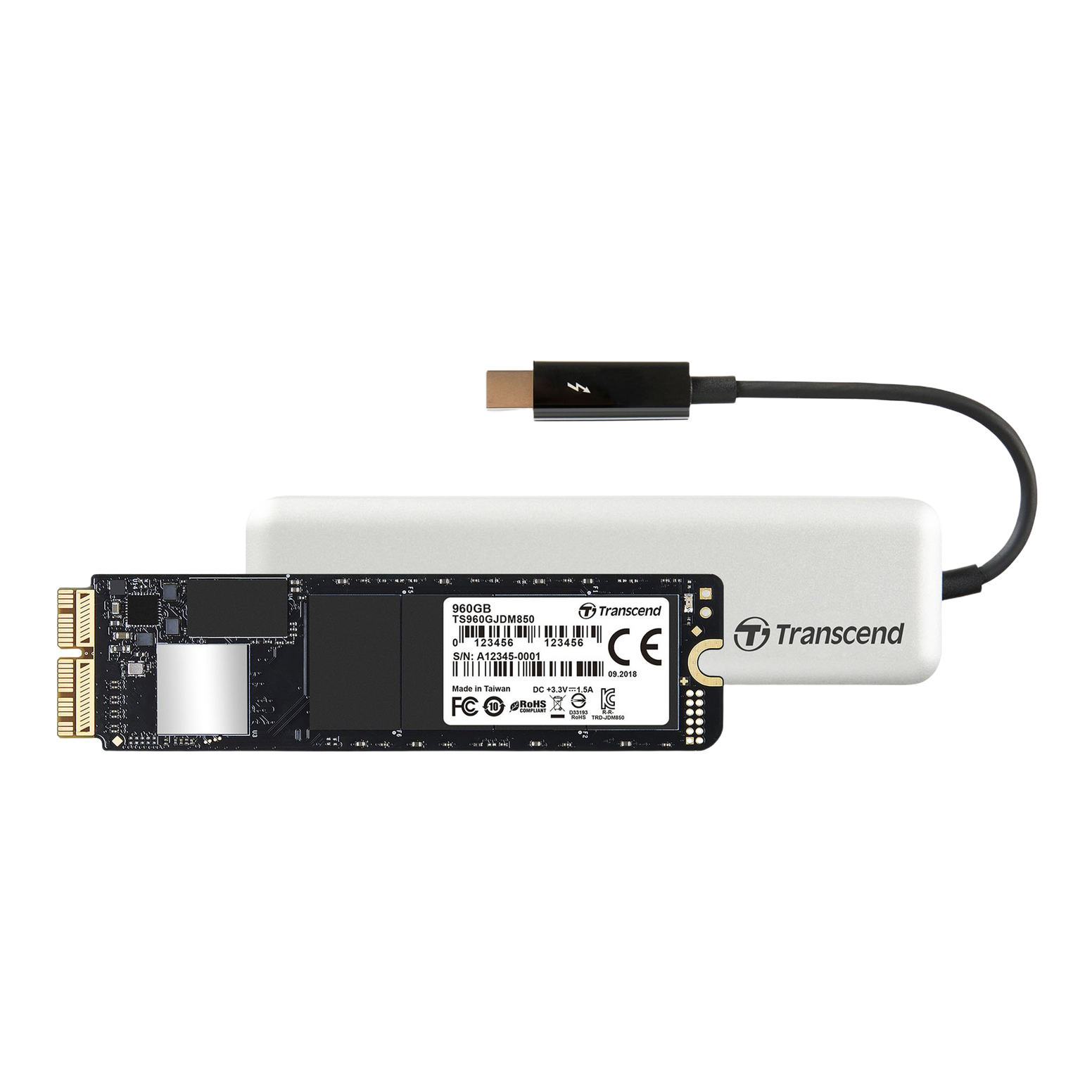 Transcend 960GB Jet Drive 855 Upgrade Kit for MacBook Pro (Late 2013 - Early 2015), MacBook Air (Mid 2013 - Early 2015), Mac mini (Late 2014), Mac Pro (Late 2013) - NVMe Gen3 x4