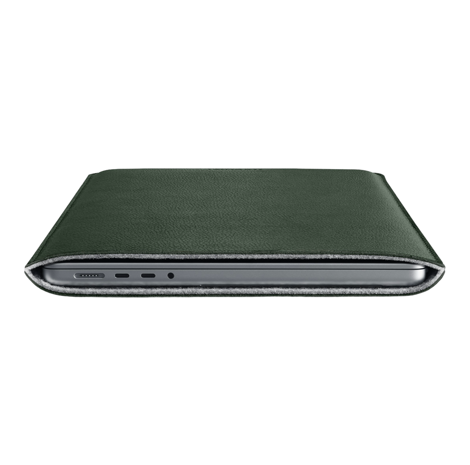 WOOLNUT Leather Sleeve for 14-inch MacBook Pro - Green