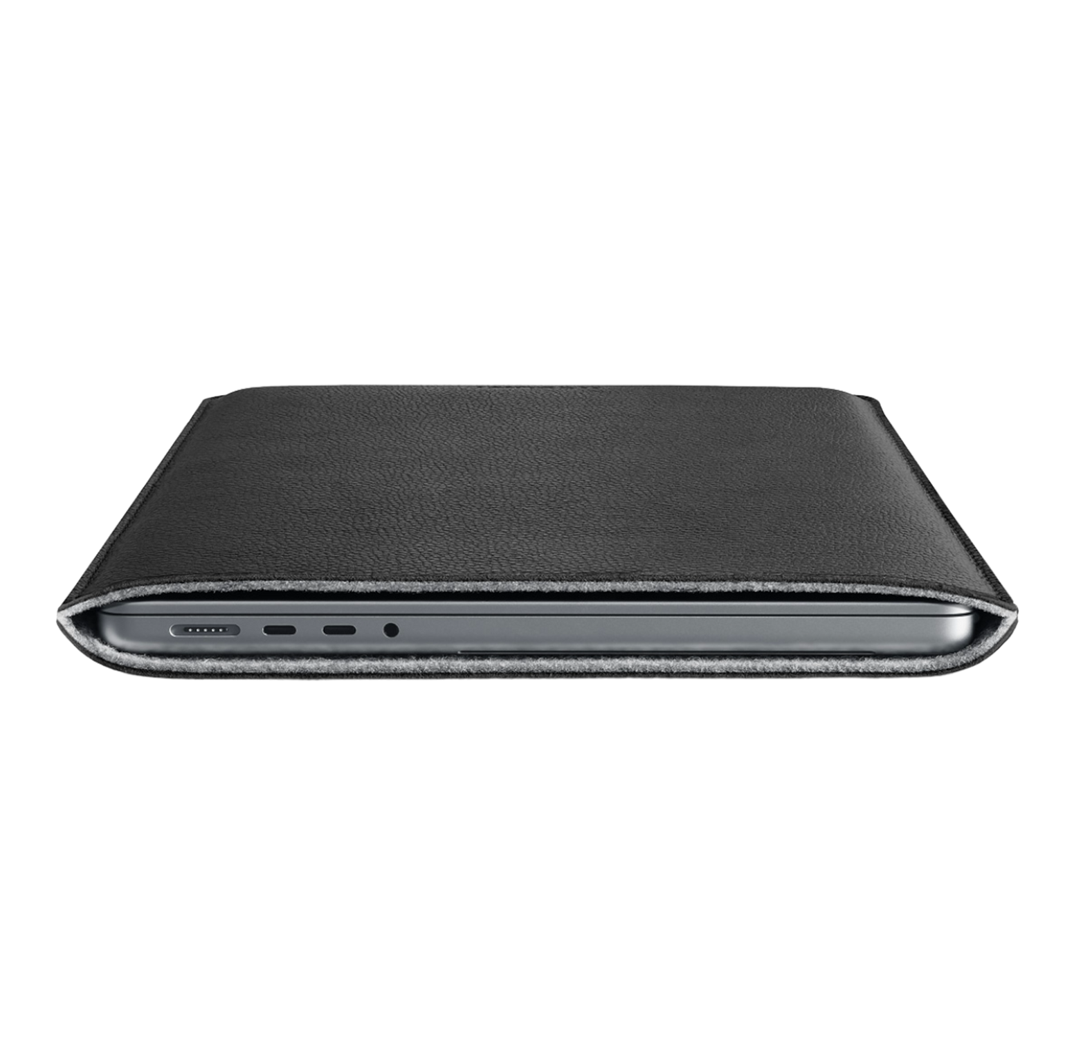 WOOLNUT Leather Sleeve for 14-inch MacBook Pro - Black