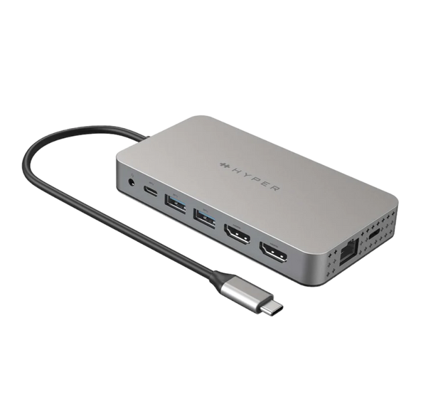 HyperDrive Dual 4K HDMI 10-in-1 USB-C Hub for M1/M2/M3 MacBook - Silver