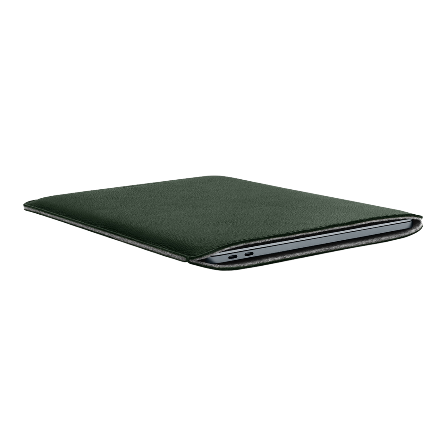 WOOLNUT Leather Sleeve for 13-inch MacBook Pro & Air - Green