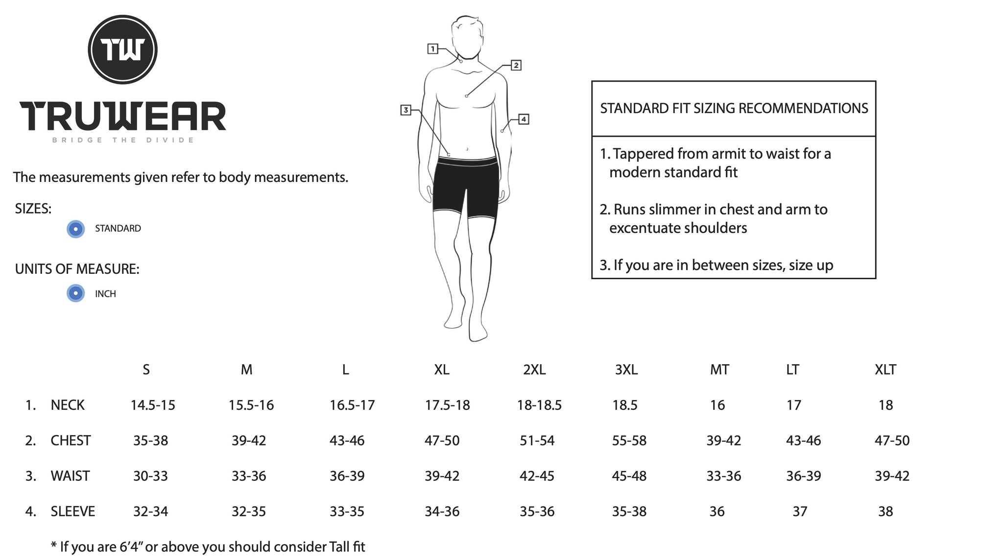Truwea-Standard-Fit-Dress-Shirt-Size-Chart-Recommendations