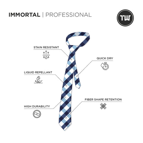 TRUWEAR Immortal Navy Light Blue Checkered Dress Tie