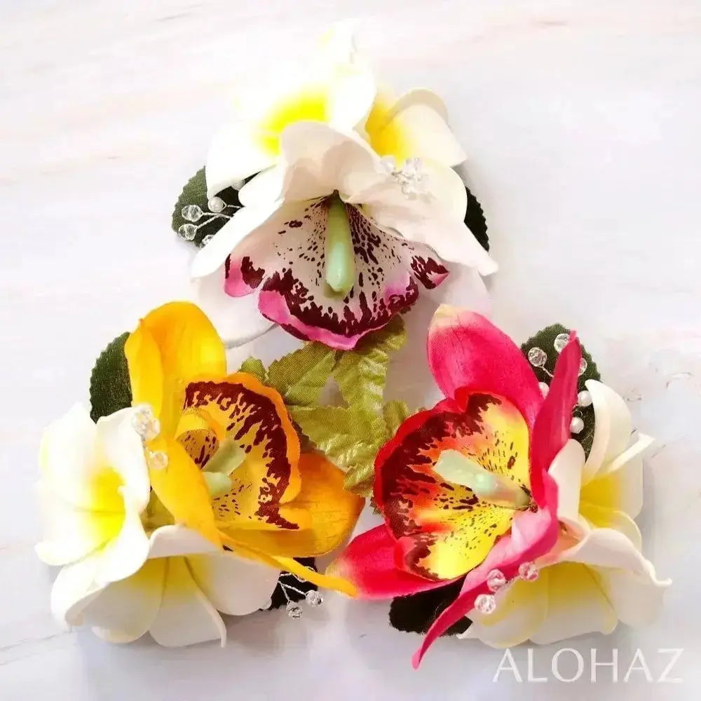 Magenta Tribal Tiare & Spider Lily Flower Hair Clip | Tiare 'O Patitifa