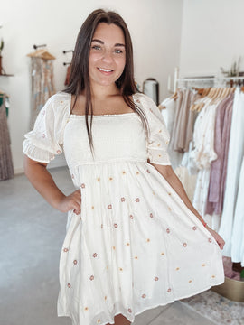 Ditsy Daisey Embroidery Dress