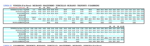 Water Bus Timetable
