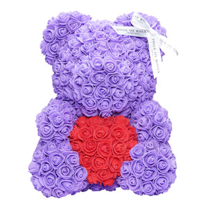 purple rose teddy bear