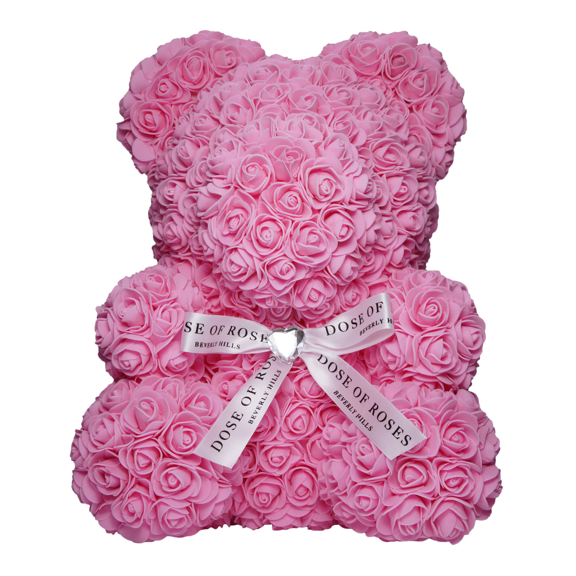 pink rose bear with heart