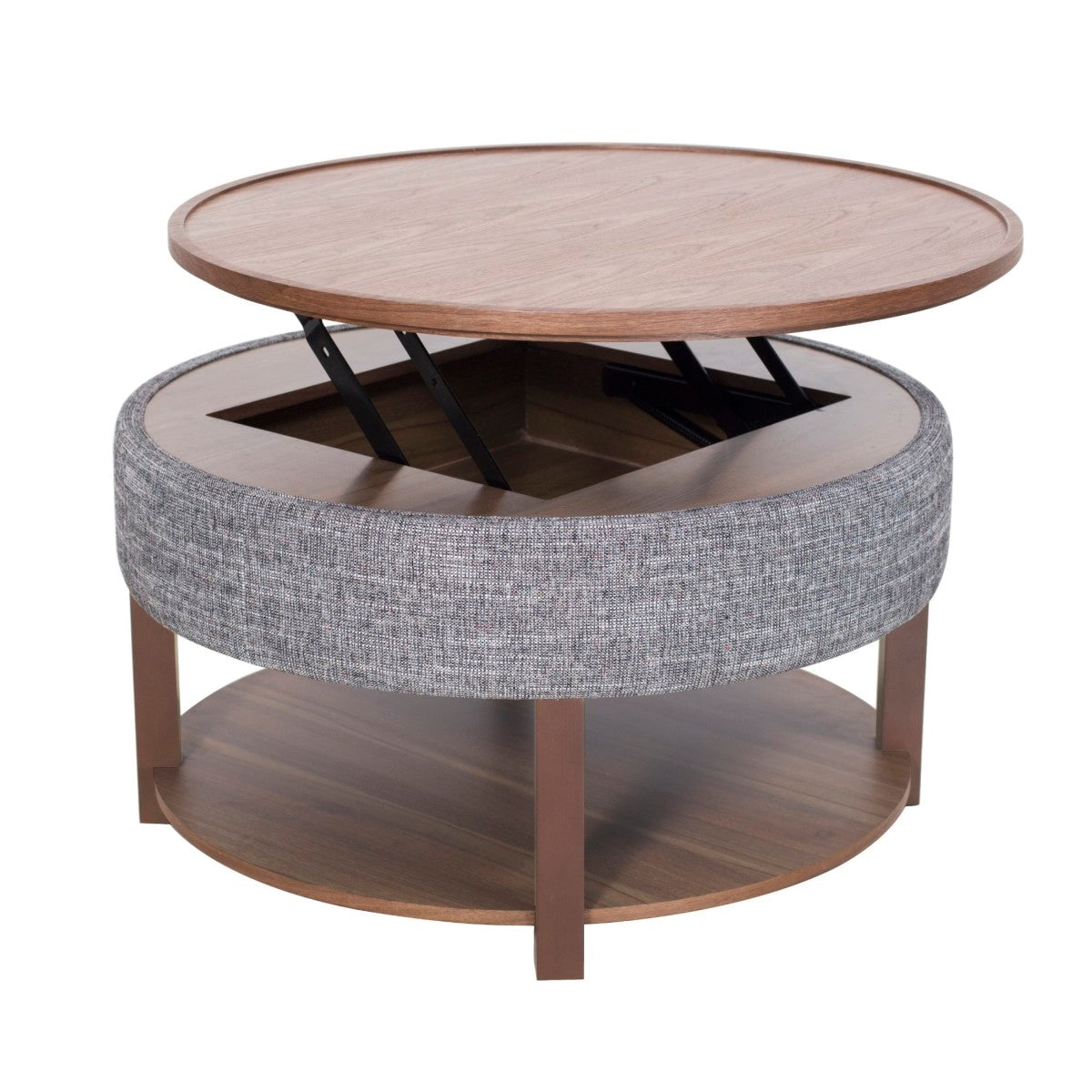 Round Lift Top Coffee Table With Ottomans - Three Keys Ottoman Accents