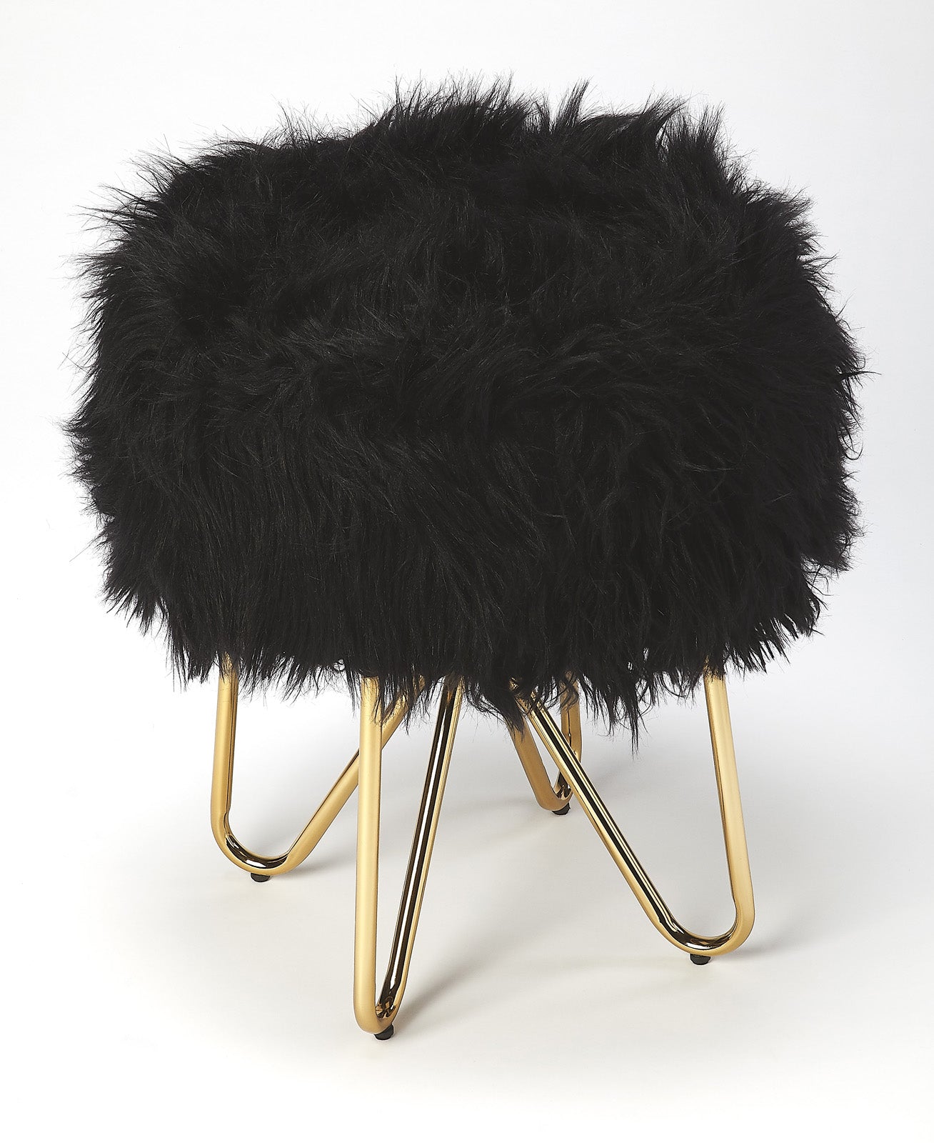 Black Fur Stool