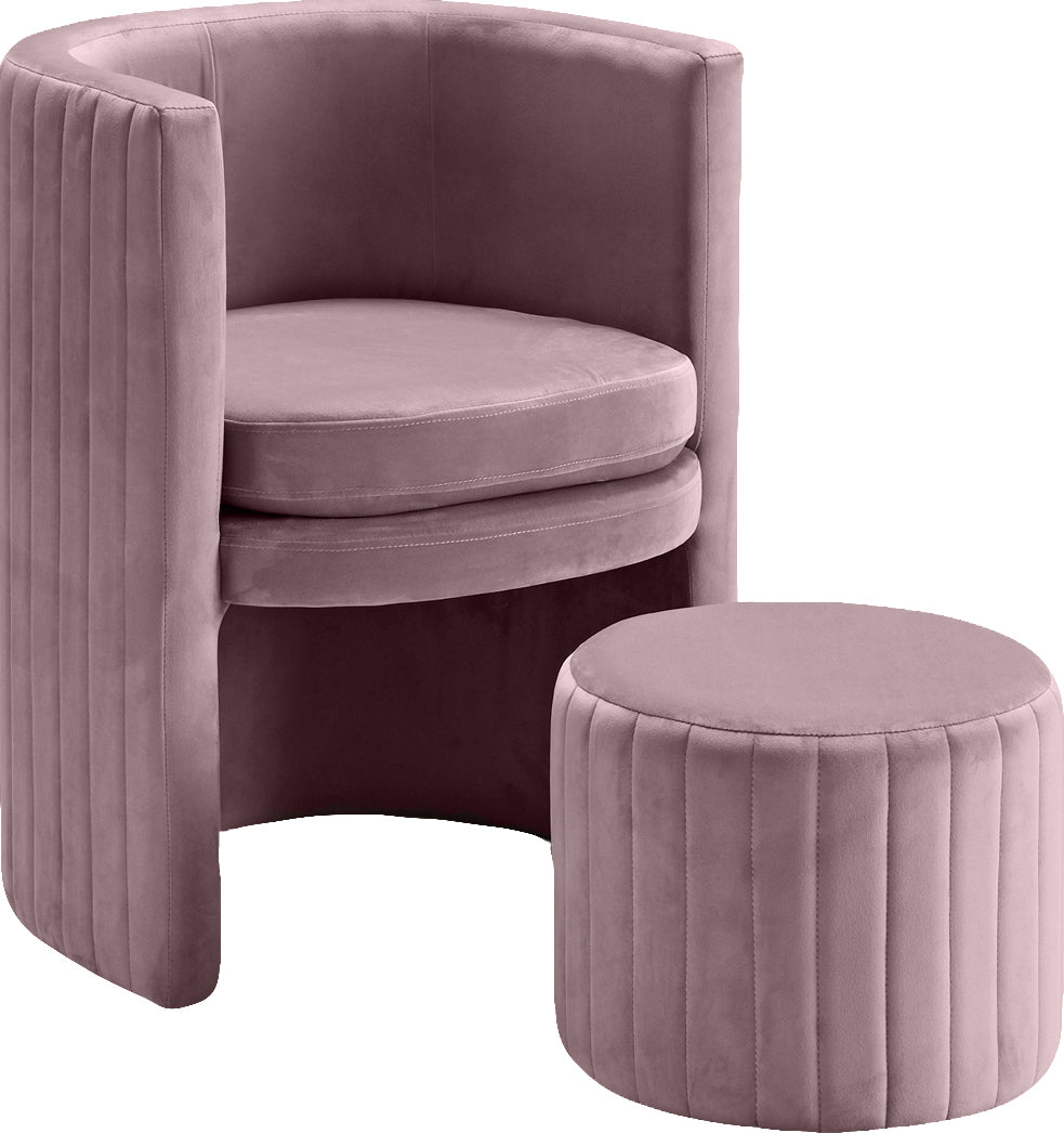 Buy Meridian 555pink Selena Pink Velvet Accent Chair And Ottoman Set At Contemporary Furniture Warehouse