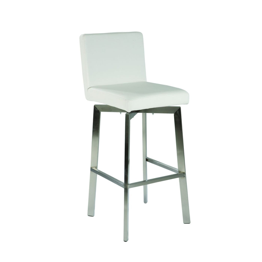 giro bar stool white brushed stainless steel