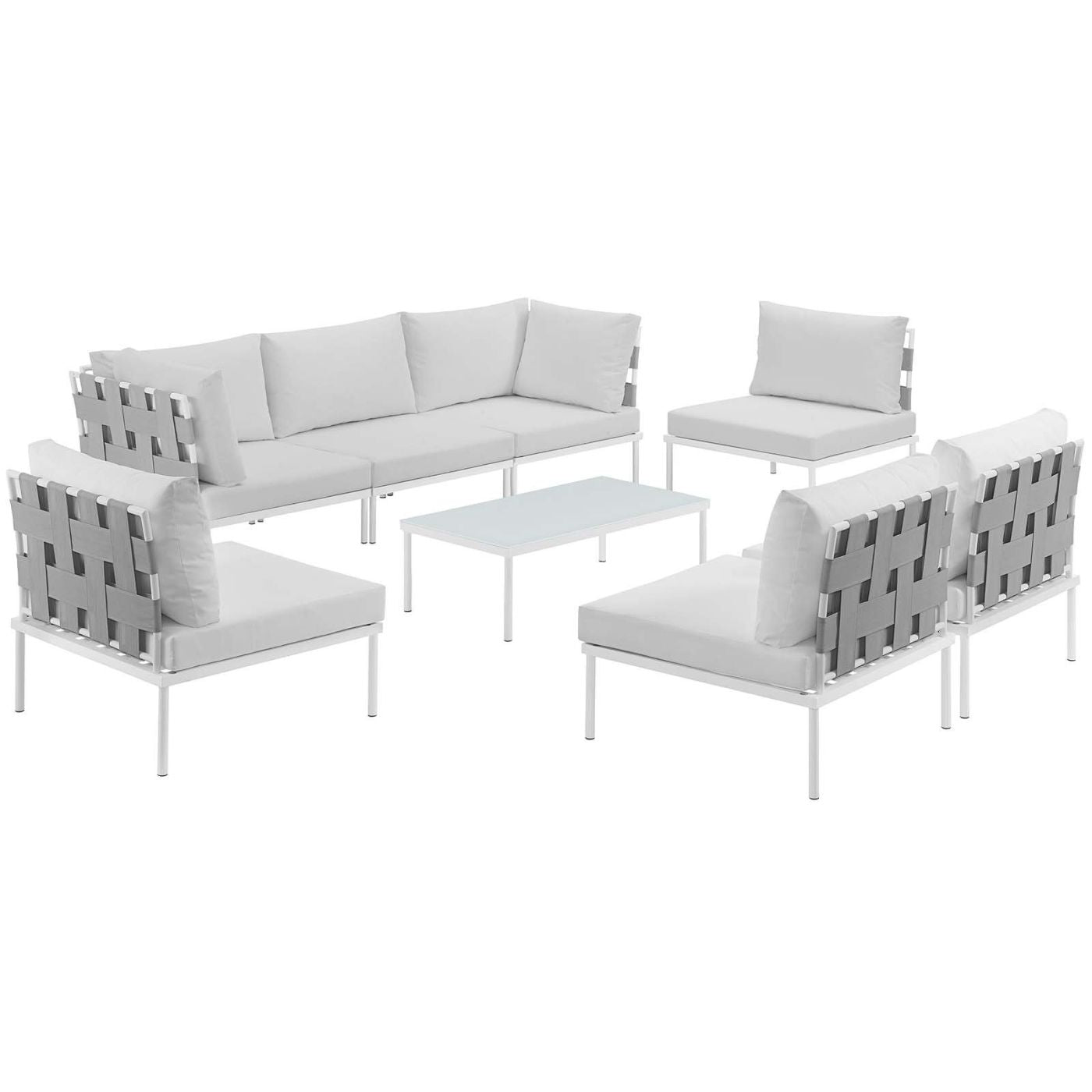 Modway Outdoor Patio Sets On Sale Eei 2625 Whi Whi Set Harmony 8 Piece Outdoor Patio Aluminum Sectional Sofa Set Only Only 2 062 80 At Contemporary