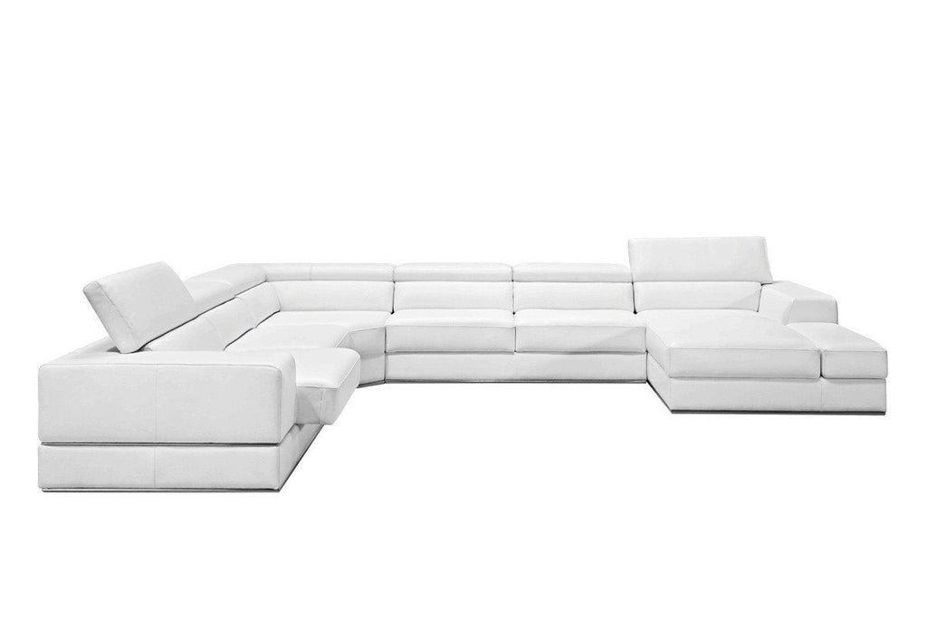 Divani Casa Pella Modern White Bonded Leather Sectional Sofa