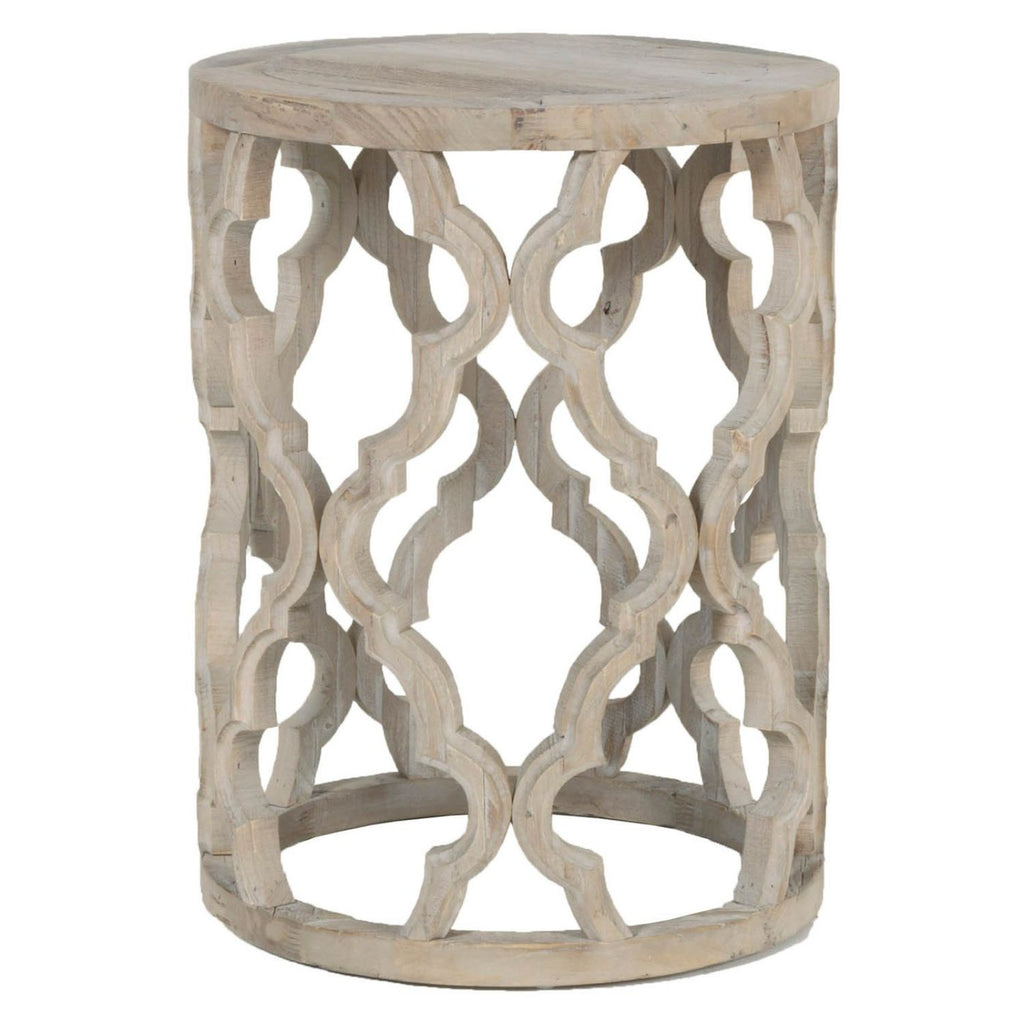 Clover Round End Table Smoke Gray Recycled Wood