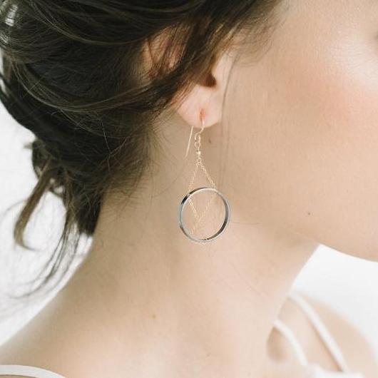 Inner Circle Earrings in Sterling Silver and Gold