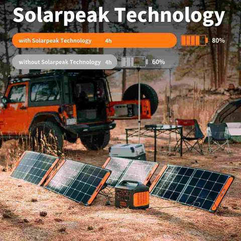 The Jackery Solar Generator 1500 + 2 X SolarSaga 100W Solarpeak Technology