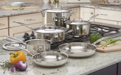 Cuisinart 11-Piece Cookware Set, Professional Stainless Steel, 89-11,Silver