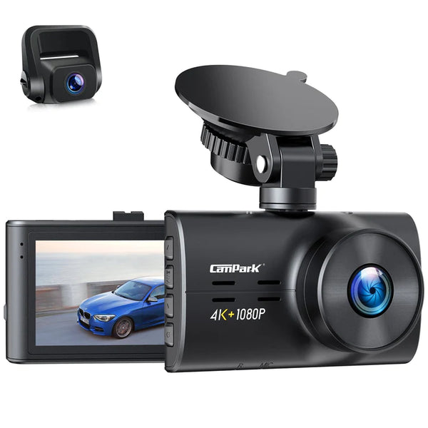 Campark DC15 4K+ 2K Front and Rear Dash Camera for Cars Built in WiFi GPS with 3.16 Touch Screen, 64gb Memory Card (Out of Stock in Europe)