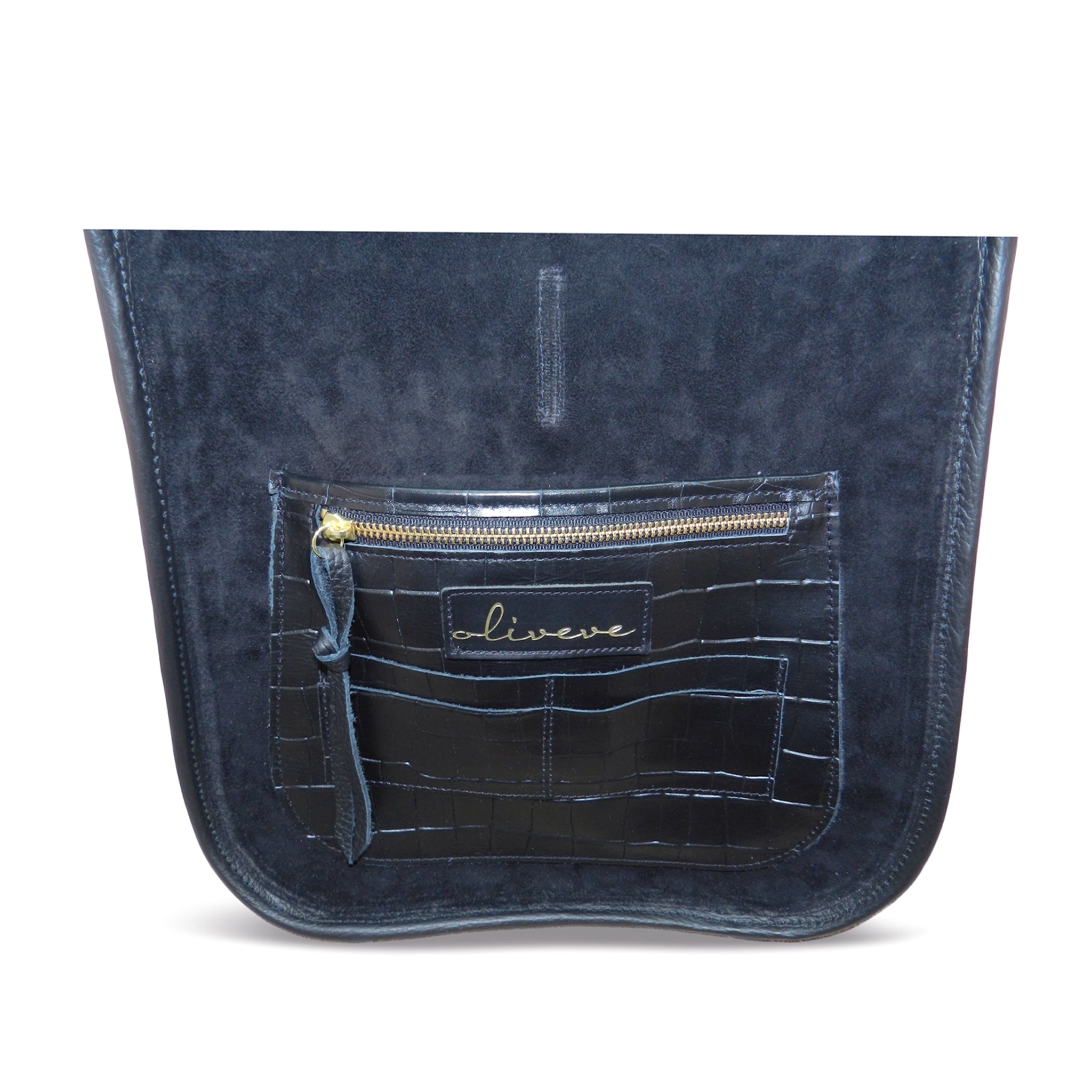 Ellis Hobo Tote in Black Piccolo Croco & Lamb Buffalo Cowhide