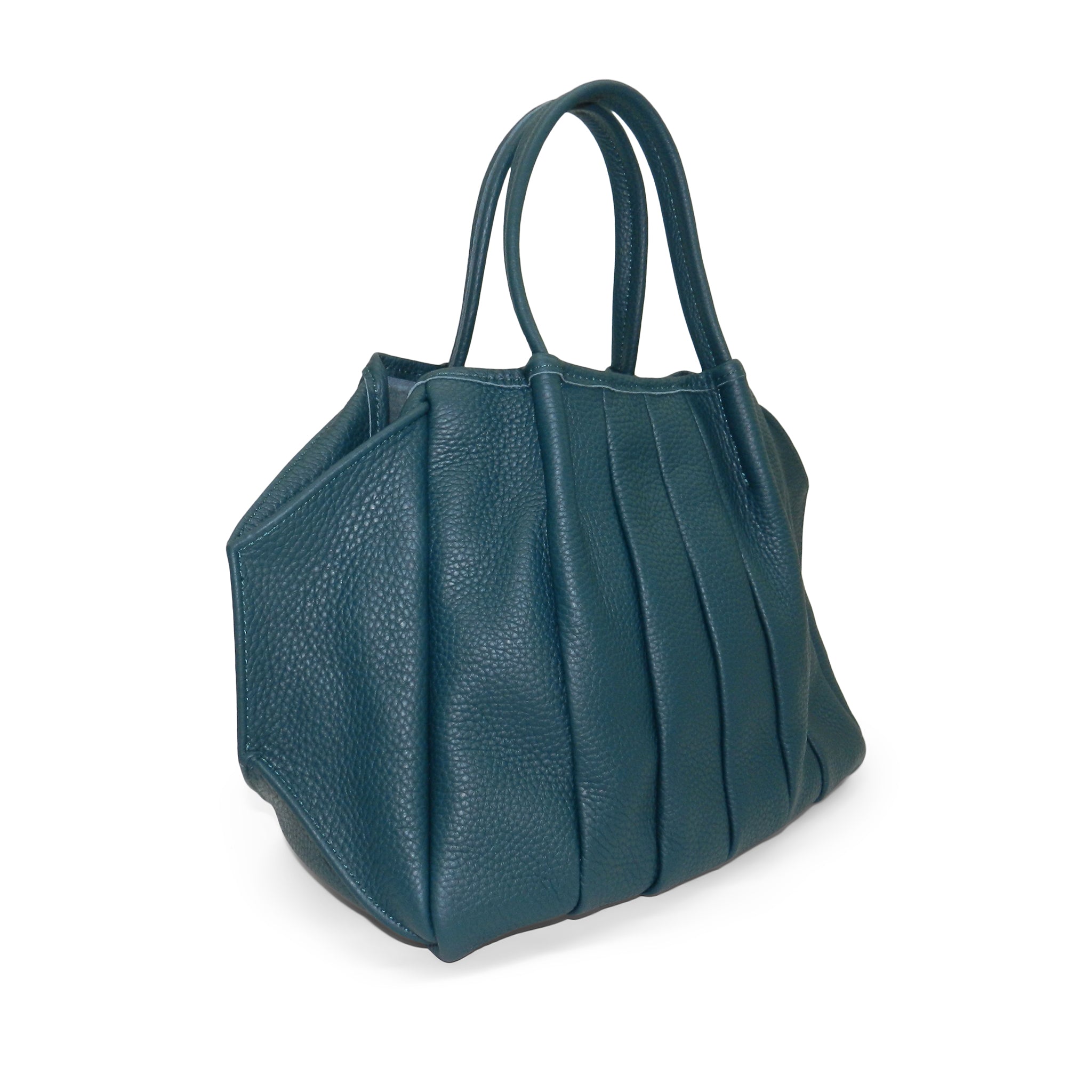 Pleated Zoe Tote in Deep Teal Buffalo Cowhide