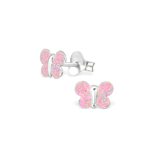 Pretty in Pink Bow Baby / Toddler / Kids Earrings Screw Back Enamel 