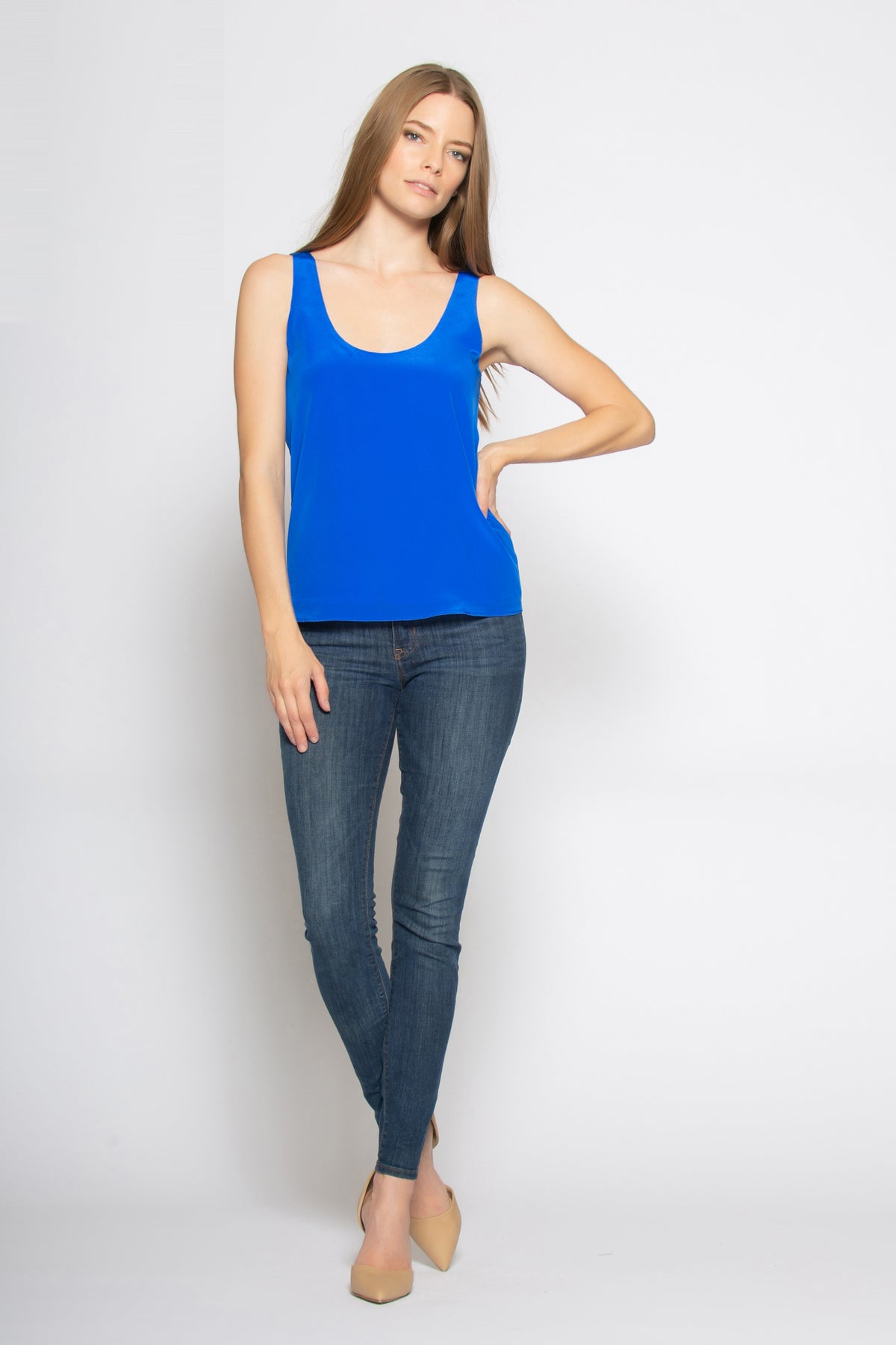 bright blue cami top