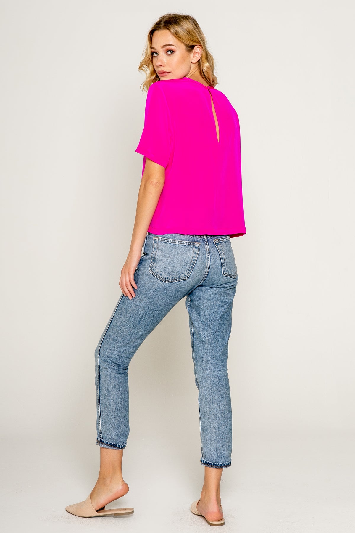 cropped-boxy-short-sleeve-silk-top-in-new-hot-pink-by-lavender-brown