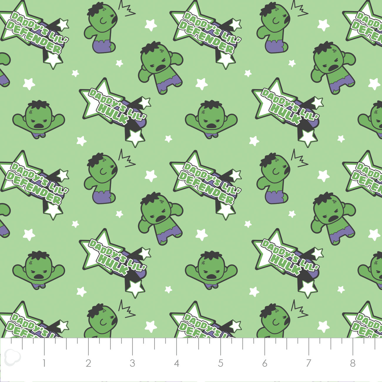 Camelot Fabrics - Marvel, Daddy's Lil Hulk, Green