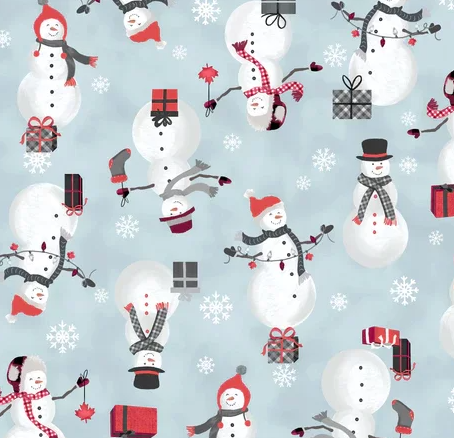 Windham Fabrics - Festive Canada, Snow Friends, Mist Blue