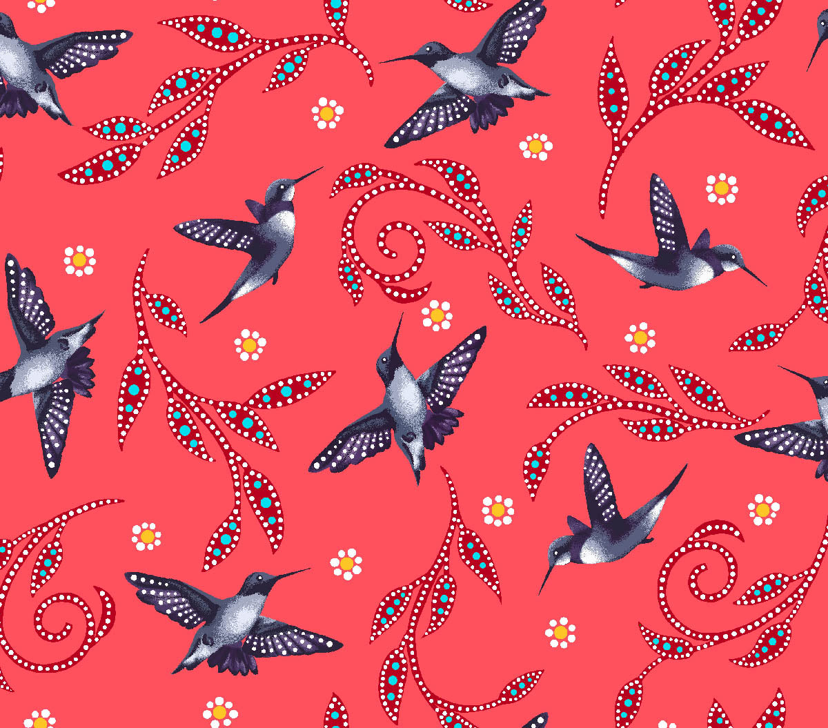 ITEX - Hummingbirds by Betty Albert (Cree), Coral