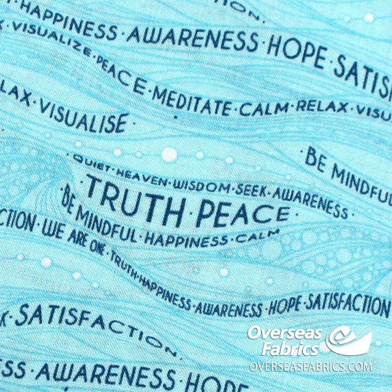 Windham Fabrics - Be Mindful, Words, Blue