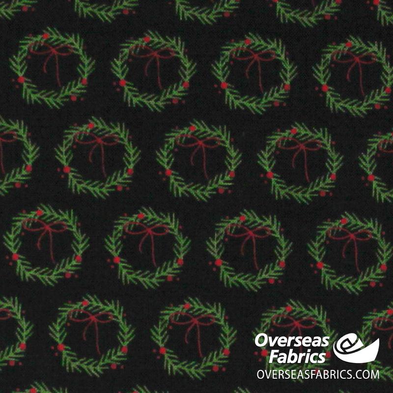 Riley Blake - Winterberry, Wreaths, Black