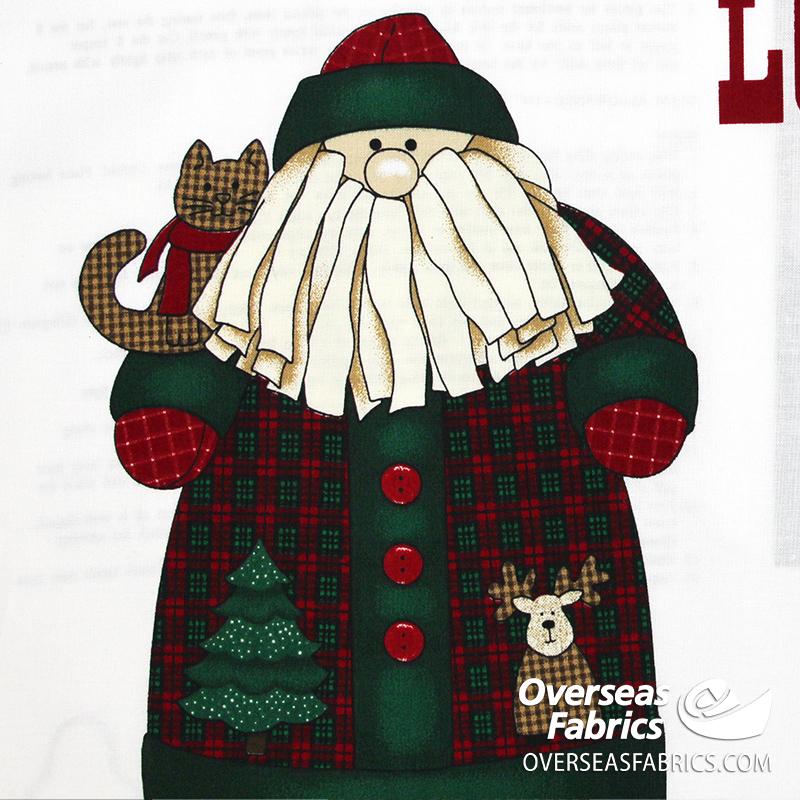 Christmas Cotton Panels - Log Cabin Santa