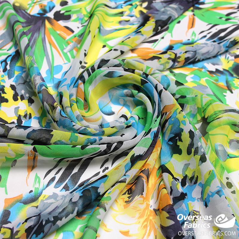 Printed Chiffon 60 (Mar 2021) - Design 03, Zebra Floral, Yellow