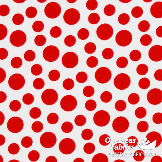 Dress Cotton 60" (Dec 2020) - Design 6, Large Scattered Polka Dot, Red Dot