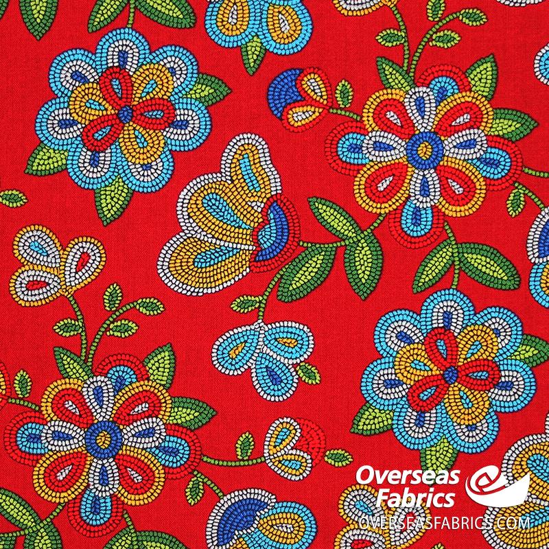 Elizabeth's Studio - Tucson 449, Beaded Floral, Red