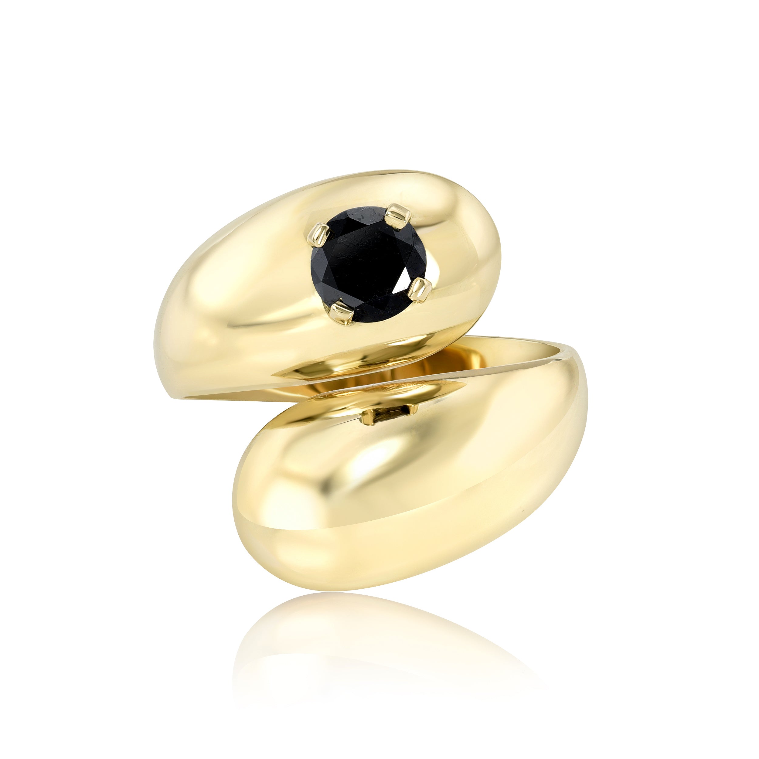 Petal Wrap Ring XL with 1 ct Black Diamond