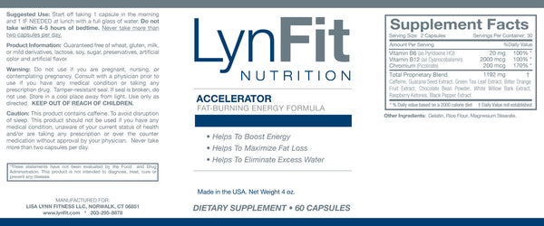 LynFit Accelerator Nutritional Label