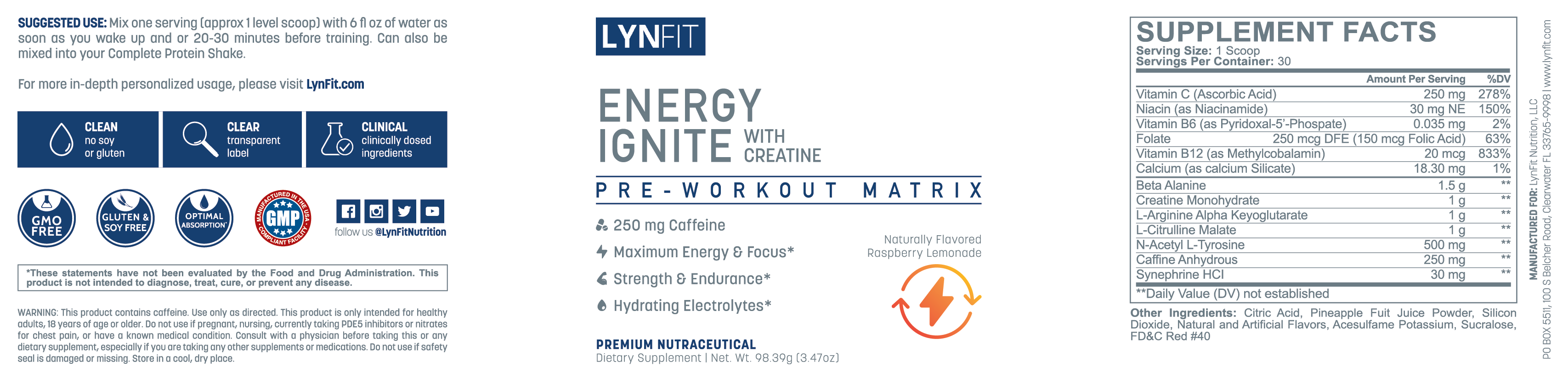 Ignite Energy Matrix Nutritional Information