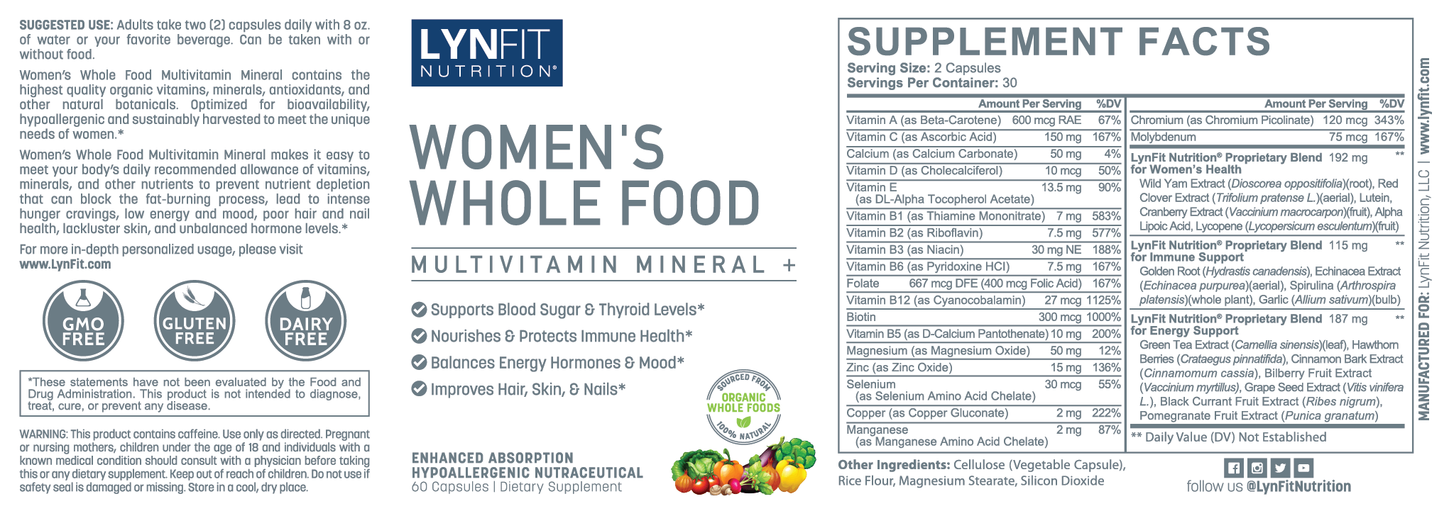 LynFit Nutrition Women's Whole Food Multivitamin Mineral+